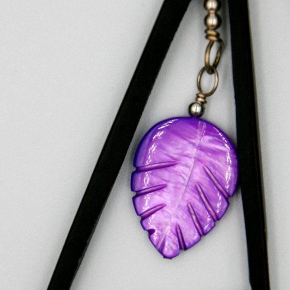 Purple Leaf Dangle Earrings - Picture 3 of 3